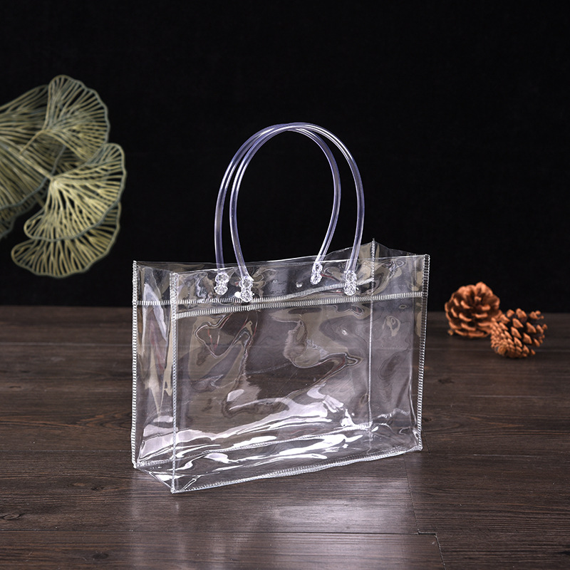 厂家直销透明手提袋pvc礼品袋加厚 塑料包装袋手拎袋子可加印logo-阿里巴巴