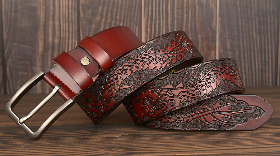 Cintura da uomo in pelle di vacchetta intagliata personalizzata con fibbia ad ago di nuova moda_voghion.com