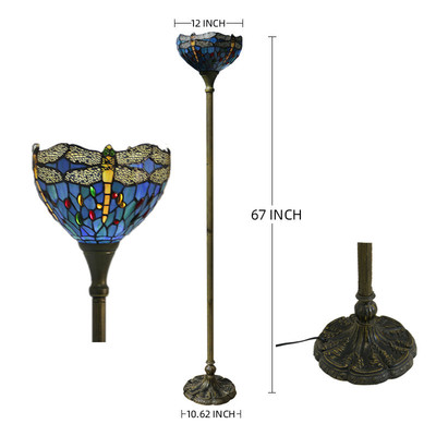 歐式地中海創意複古12寸藍色蜻蜓落地台燈酒吧酒店客房裝飾朝天燈