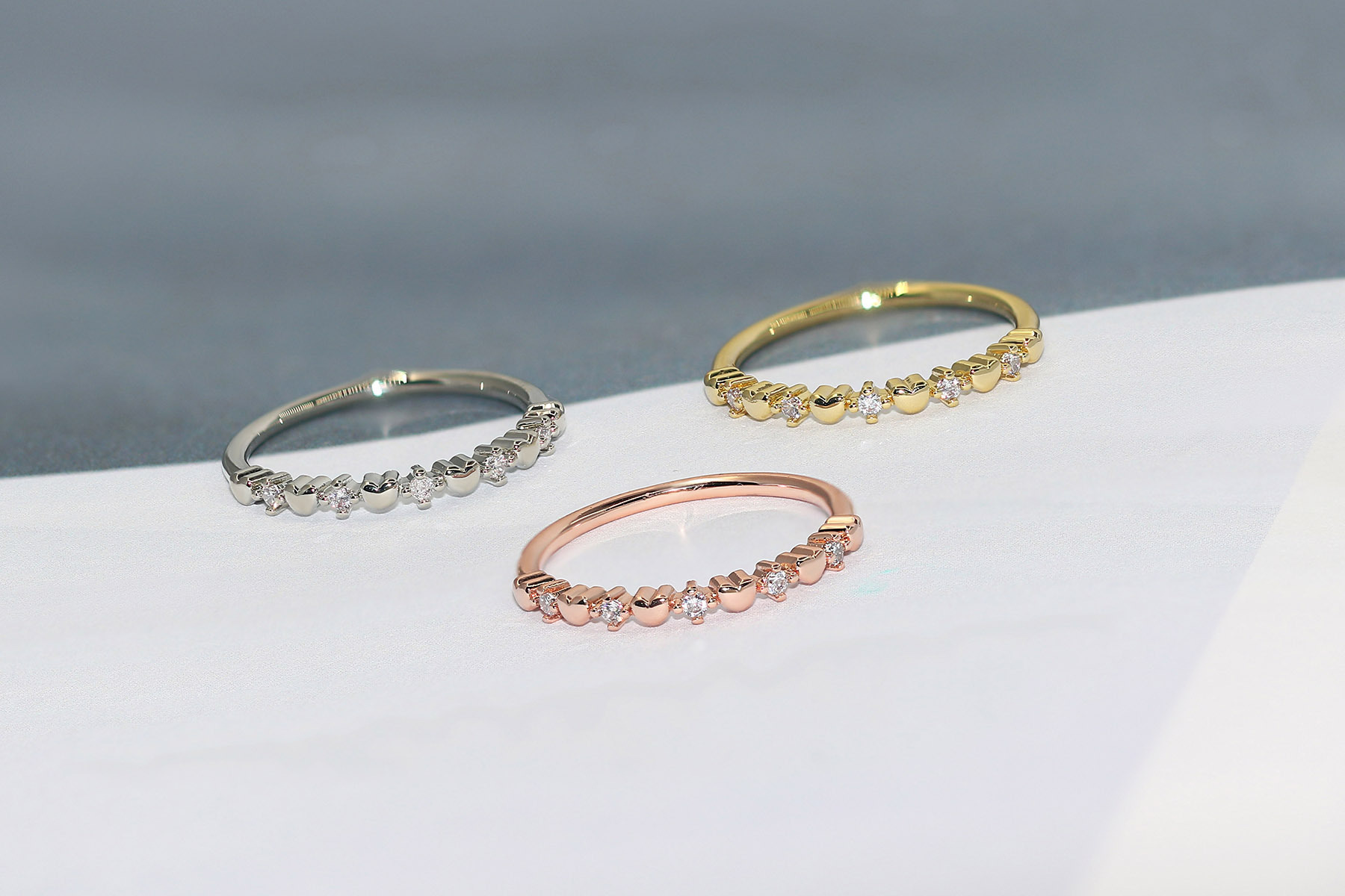 Simple Style Heart Shape Copper Plating Inlay Zircon Rings 1 Piece