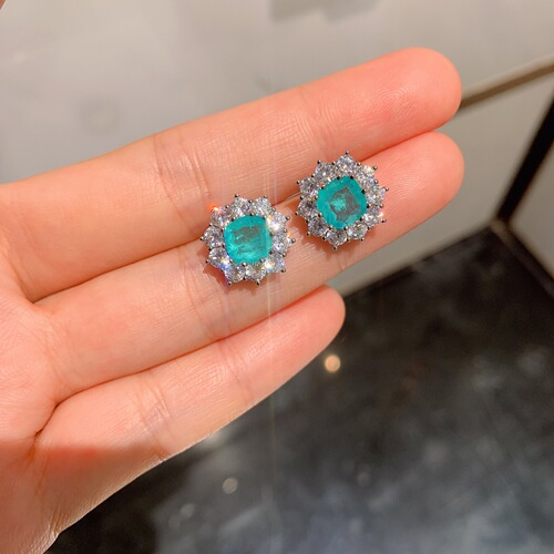 Zhuang Sheng Sheng Jewelry International Fashion Influencer Live Stream Hot Selling Classic Color Gem Paraiaba Style Synthetic Jewelry Set