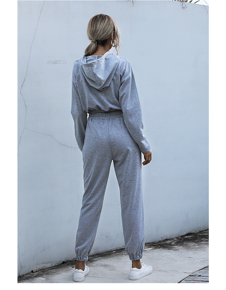 Ensemble à rayures à capuche pour femmes taille haute décontracté sport pull à capuche pantalon ensemble deux pièces_voghion.com