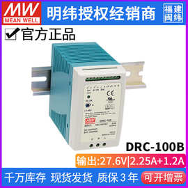 台湾明纬DRC-100B 100W/27.6V/2.25A浮充电DC UPS导轨型安防电源