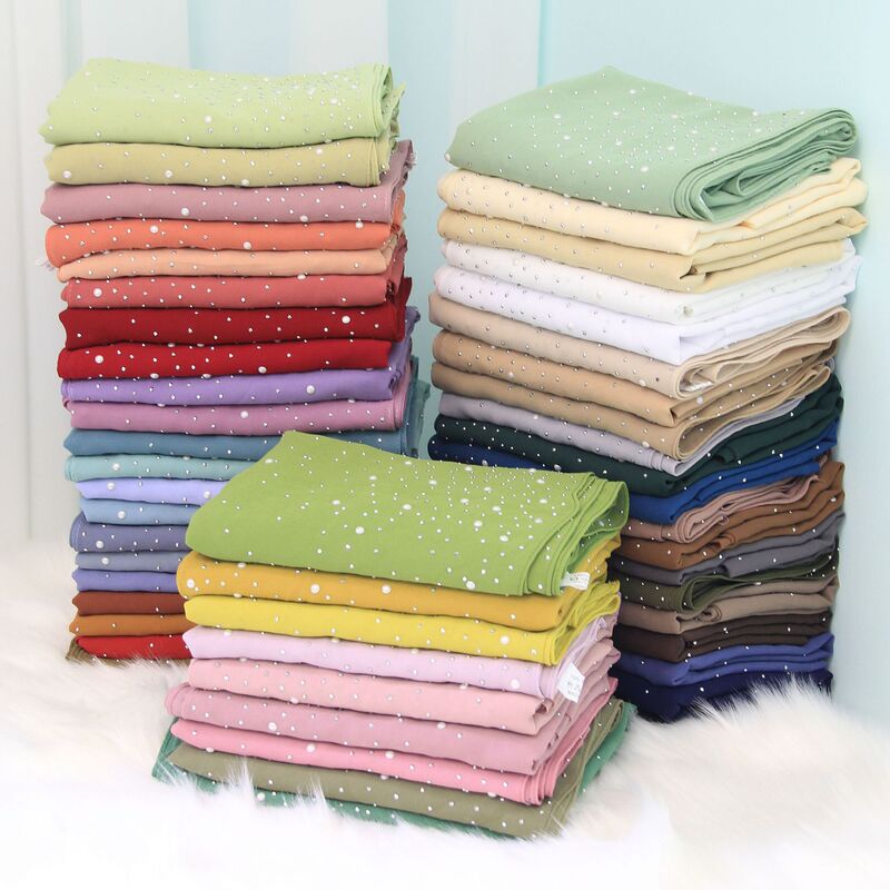 Manluo Malaysia monochrome gauze 50 color gypsophila porcelain diamond pearl chiffon scarf solid color long scarf