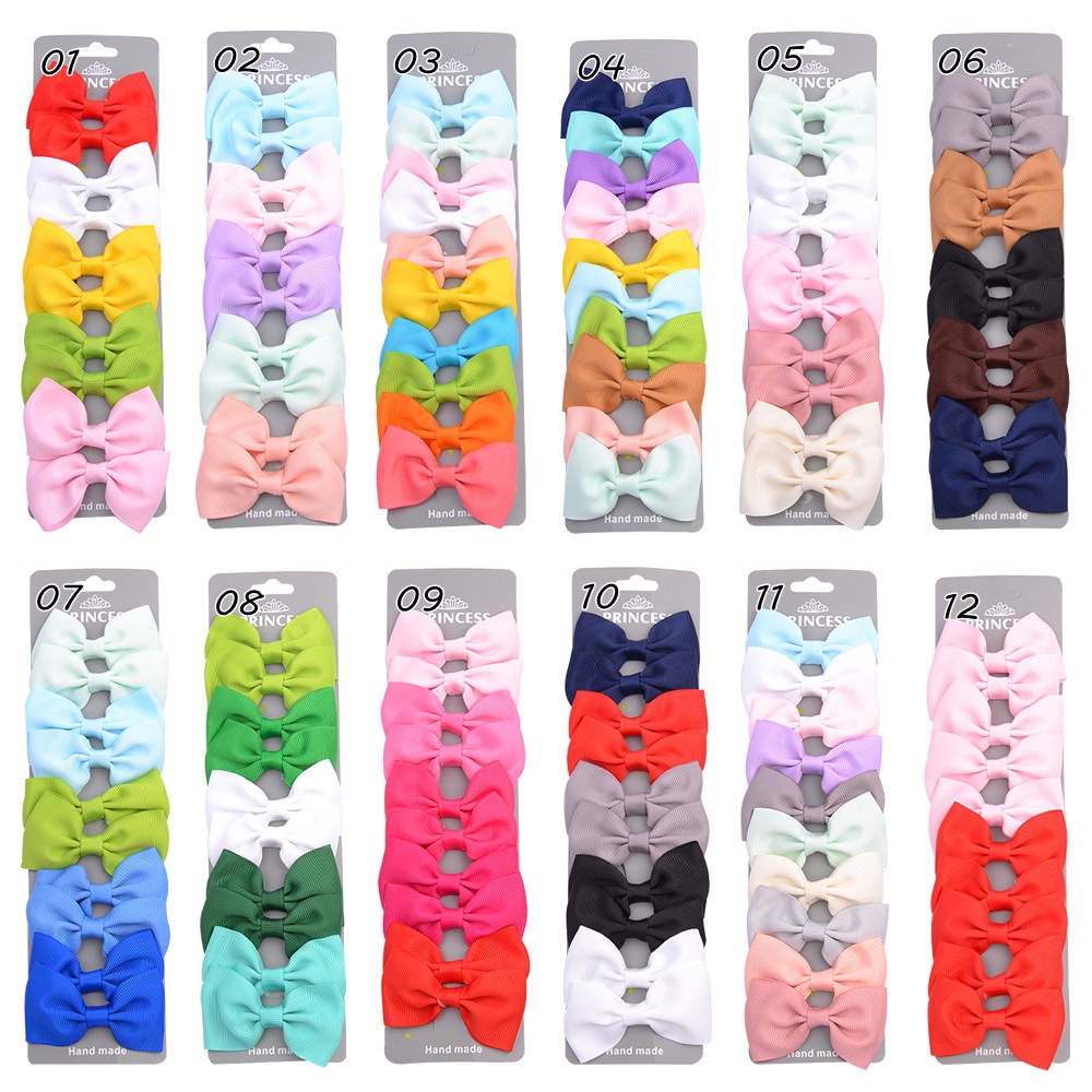 Children's Solid Color Bow Hairpins Set display picture 1
