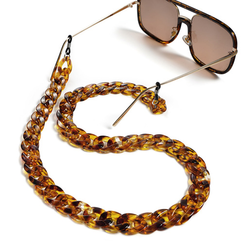 Glasses chain glasses chain anti-falling acrylic tortoise shell amber two-color concave shape glasses chain glasses rope