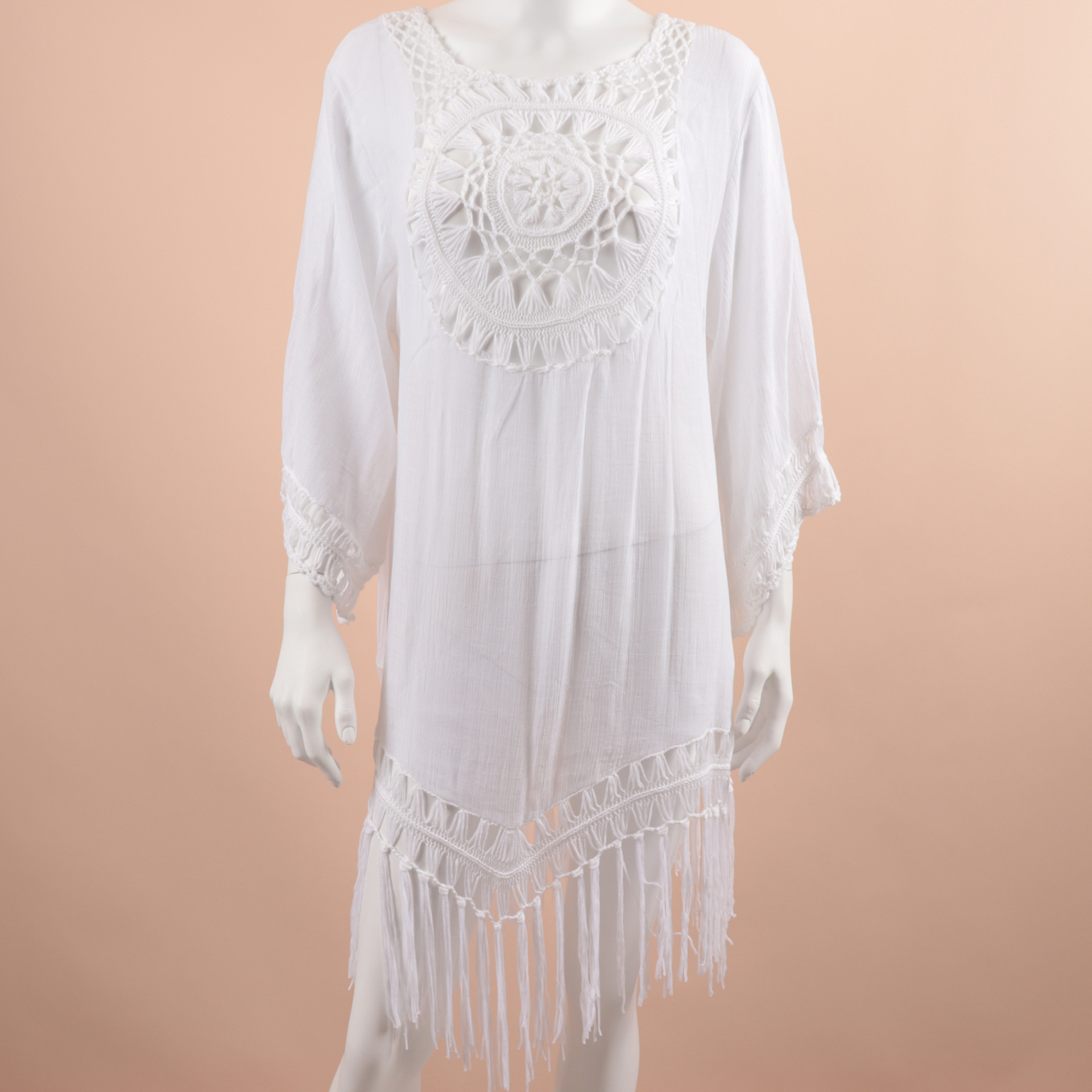 White Tassel Beachwear - Crochet Lace Dress - Uniqistic.com