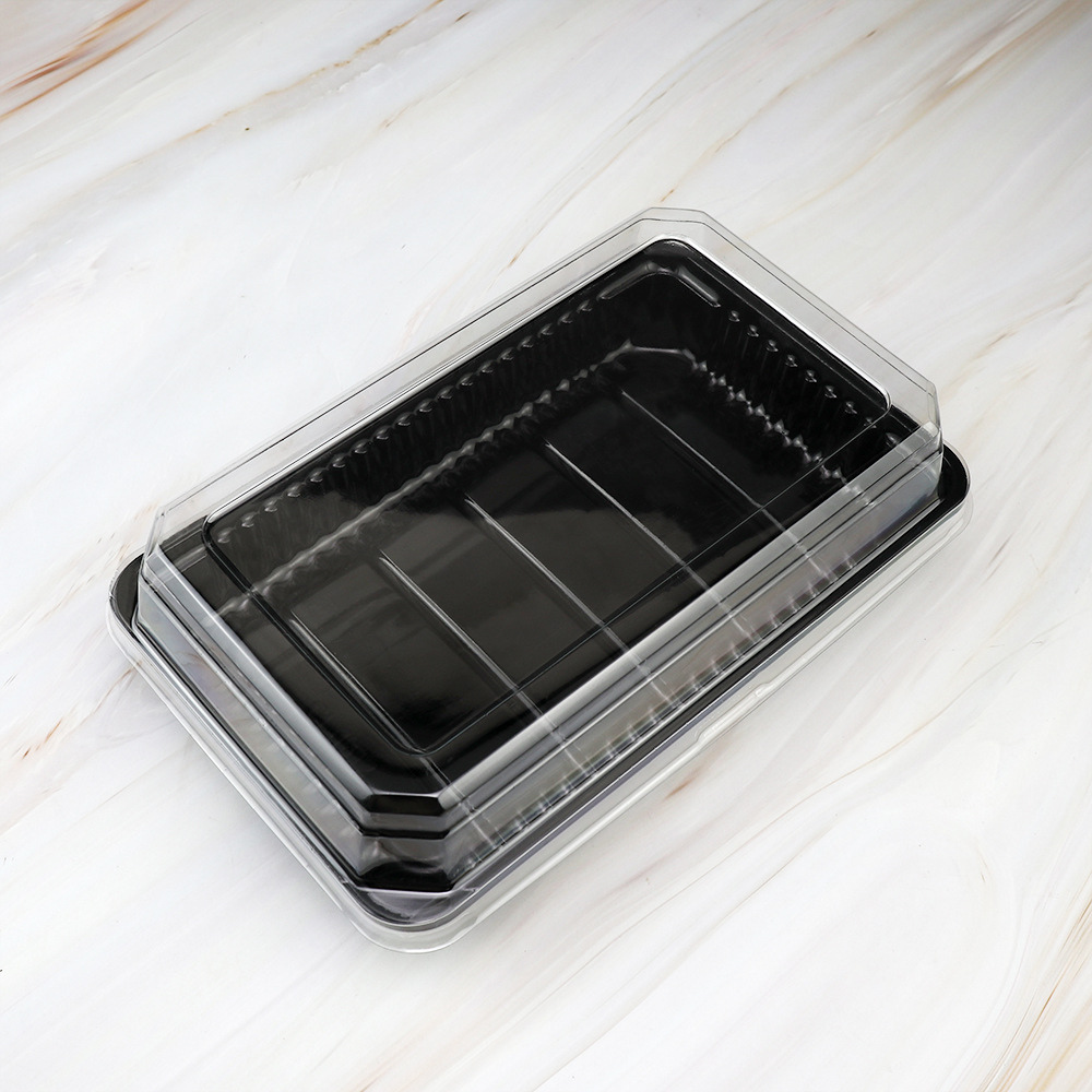 Caja de embalaje de pastel de pollo nativo, fondo negro transparente, caja de pastel de queso rectangular, caja de pan para hornear, caja de blister de punto oeste