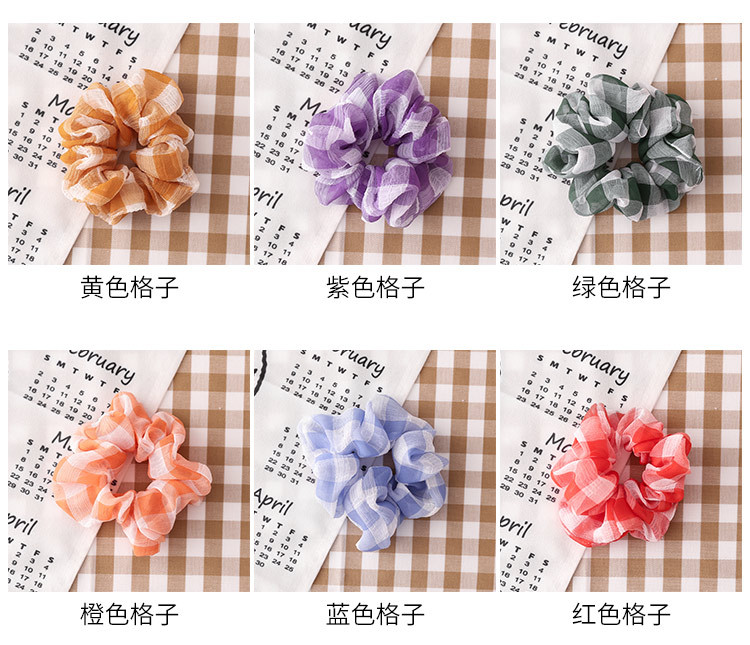 Korean College Style Sub Hair Scrunchies Simple Wild Chiffon Hair Ring Head Rope Check Rubber Band Ring Wholesale Nihaojewelry display picture 10