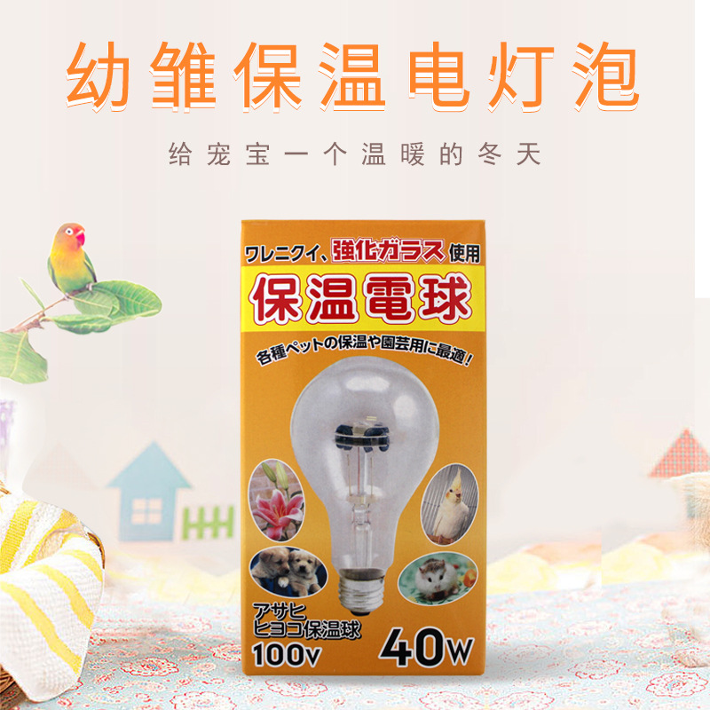 日本宠物取暖保温不发光电灯泡40W60W100W动物用鸟幼猫幼狗加热