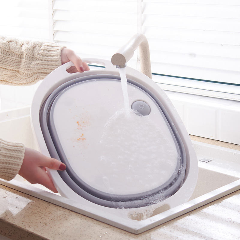 抖音同款多功能折叠菜板家用防霉两用沥水篮可伸缩洗菜切菜盆|ms