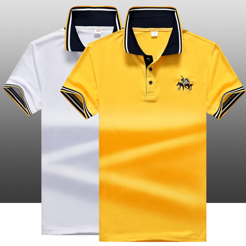 中年男士大码胖子POLO衫短袖翻领T恤纯色商务休闲体恤男装