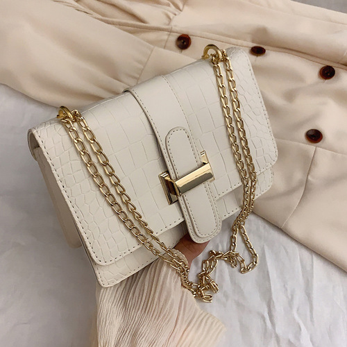 Bags Women's Shoulder Bag Stone Pattern Crossbody Bag Women's Bag 2020 Autumn New Embossed Solid Color Small Square Bag Cross-Border Wholesale