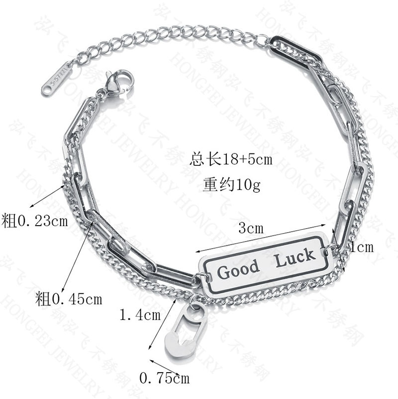 Corea Letter Pin Hebilla Doble Simple Lucky Trendy Pulsera De Acero De Titanio display picture 1