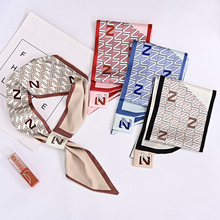 2021春夏新款字母Z印花仿真丝懒人丝巾直播百搭空姐小领巾批发