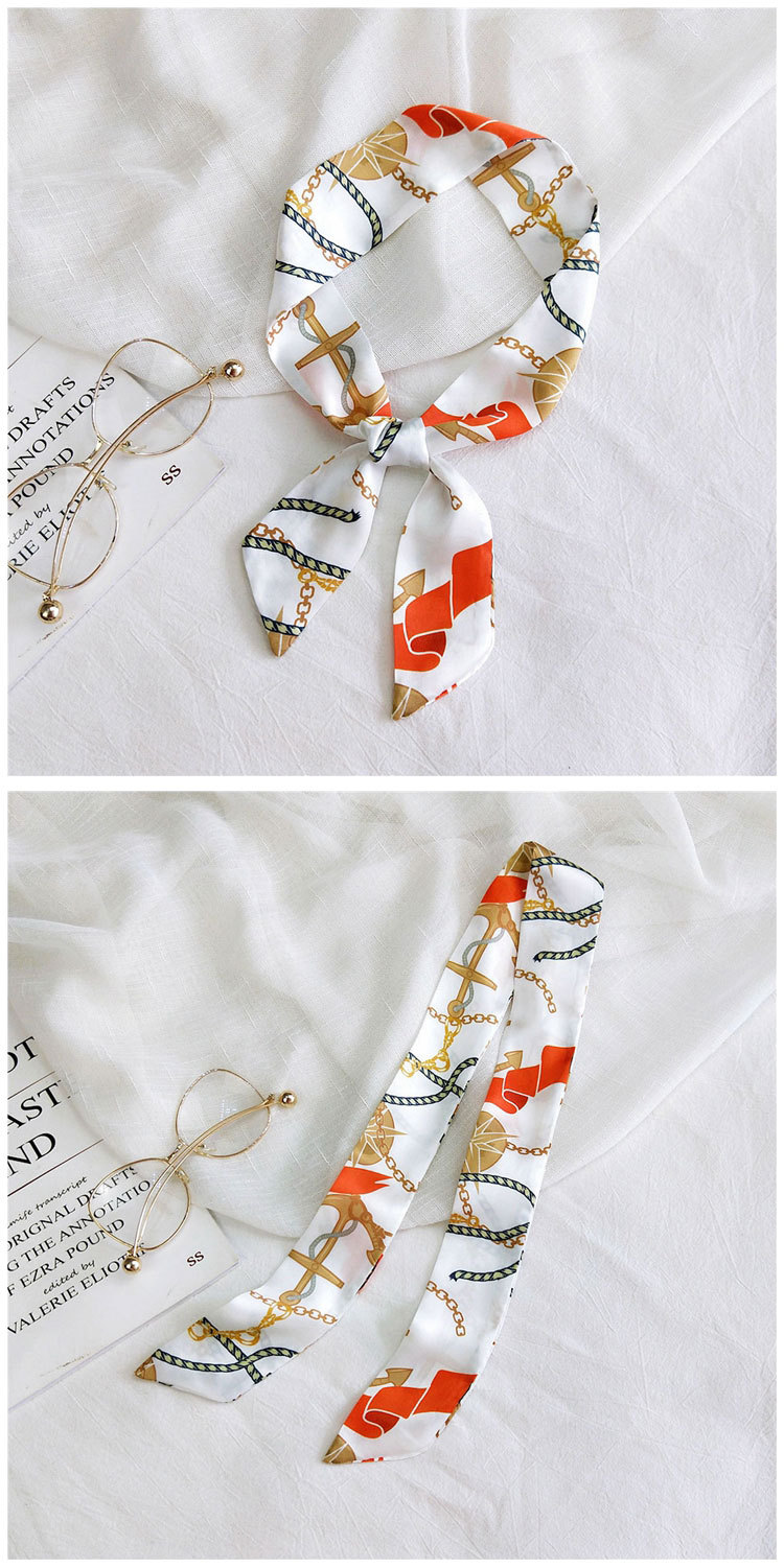 25g Weight Silk Scarf Classification Travel Occasion Unisex Gender Sweet Style Rose Red, White, Red, Green, Yellow, Black Color Long Striped Women's Autumn New Tied Bag Silk Scarf 13