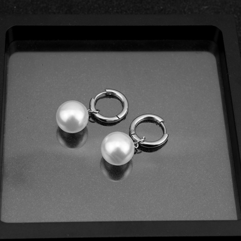 10g Weight Drop Earrings Classification 1 Pair Quantity Holiday, Daily Occasion Stainless Steel Material Pearl Pattern Unisex Gender Polishing Design Simple Style Style 1 Pair Simple Style Pearl Polishing Stainless Steel Drop Earrings 16