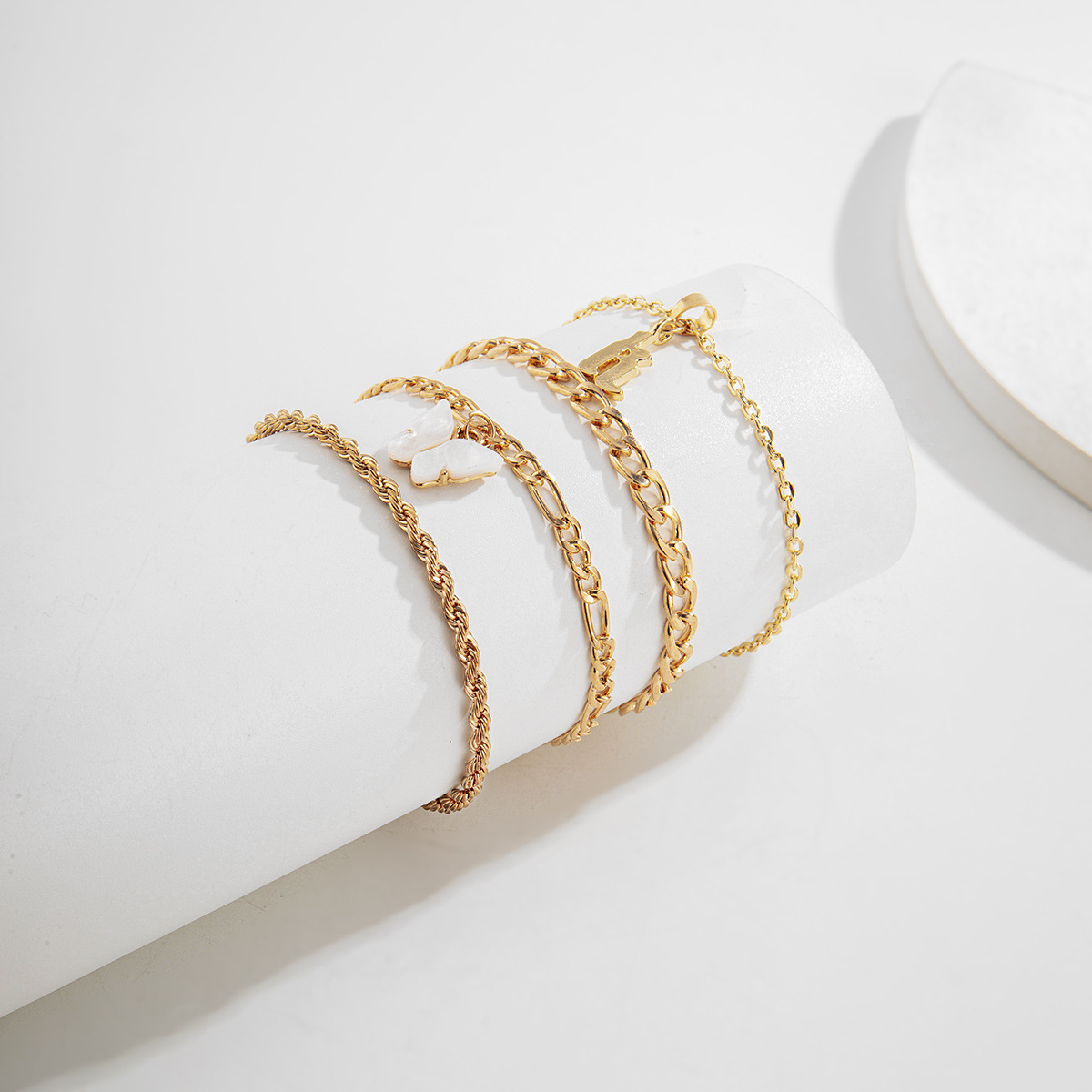 simple retro twist chain white butterfly bracelet setpicture7