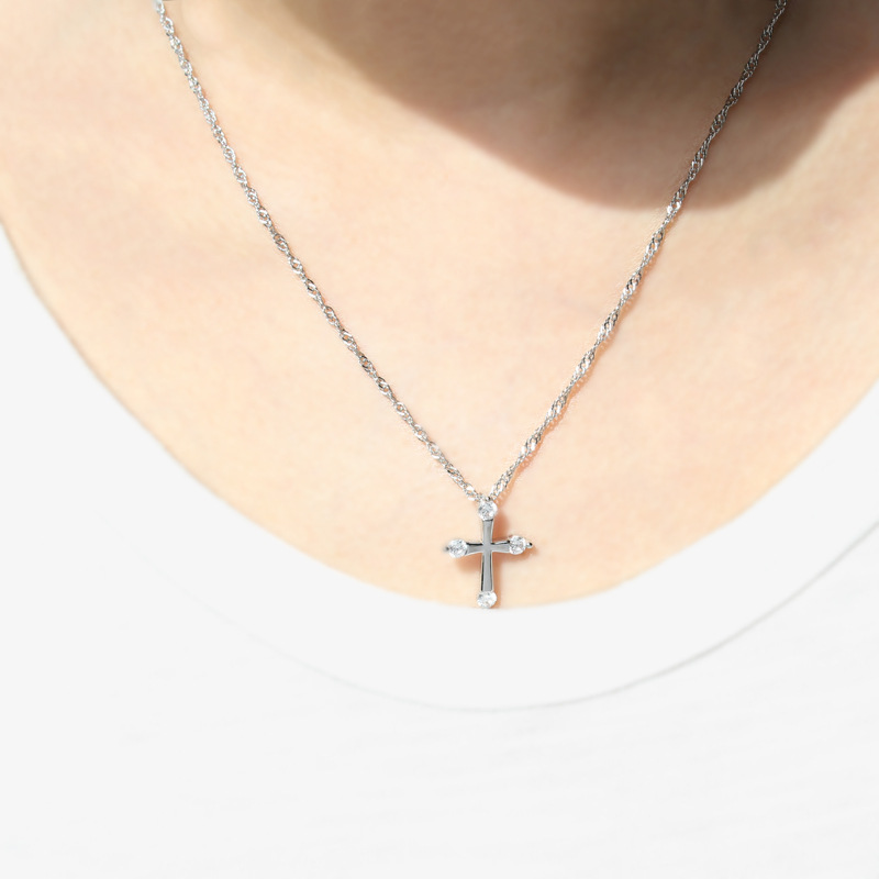 Minimalist Style Diamond-studded Zircon Cross Necklace display picture 2