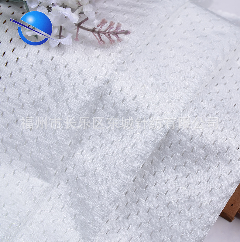 厂家供应 涤氨洞洞布 经编弹力网布 服装内衬网眼布运动服装面料