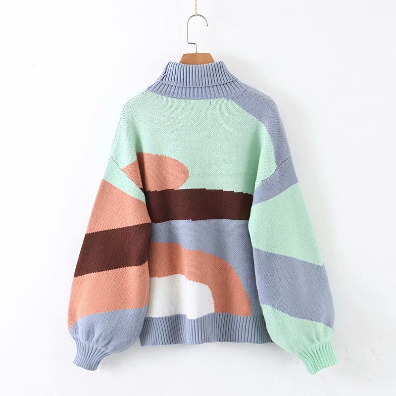 autumn retro high neck women s sweater  NSAM6564