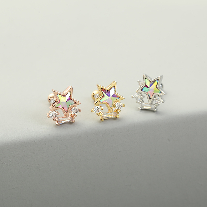 Fashion Star Grape Copper Ear Studs Inlay Zircon Copper Earrings 1 Piece