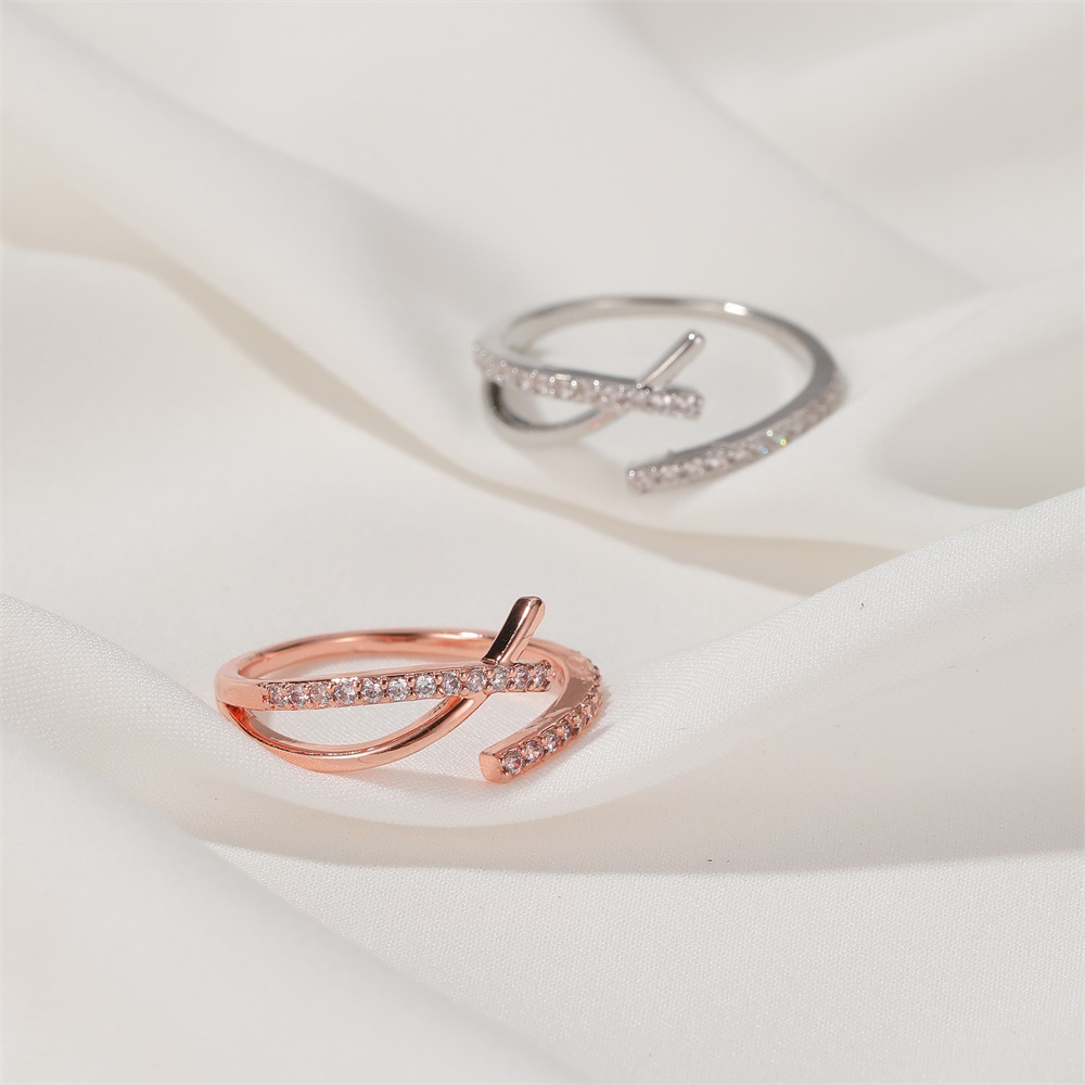 The New Korean Cross Ring Full Ring Opening Simple Index Finger Ring Wholesale Nihaojewelry display picture 6