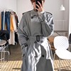 2020 new pattern Korean Edition spring and autumn Self cultivation Girdle Ladies coat Mid length version leisure time Windbreaker