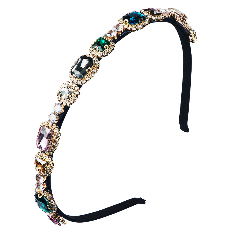 New Simple Retro Headband Full Of Rhinestones Anti-skid Fine-edged Baroque Wind Headband Wholesale display picture 8