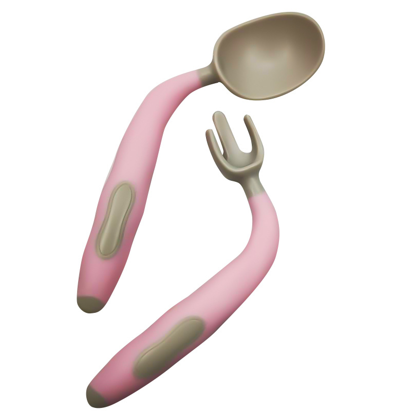 扭扭勺叉宝宝可弯头吃饭训练叉勺套装 新生儿童餐具辅食弯头软勺|ru