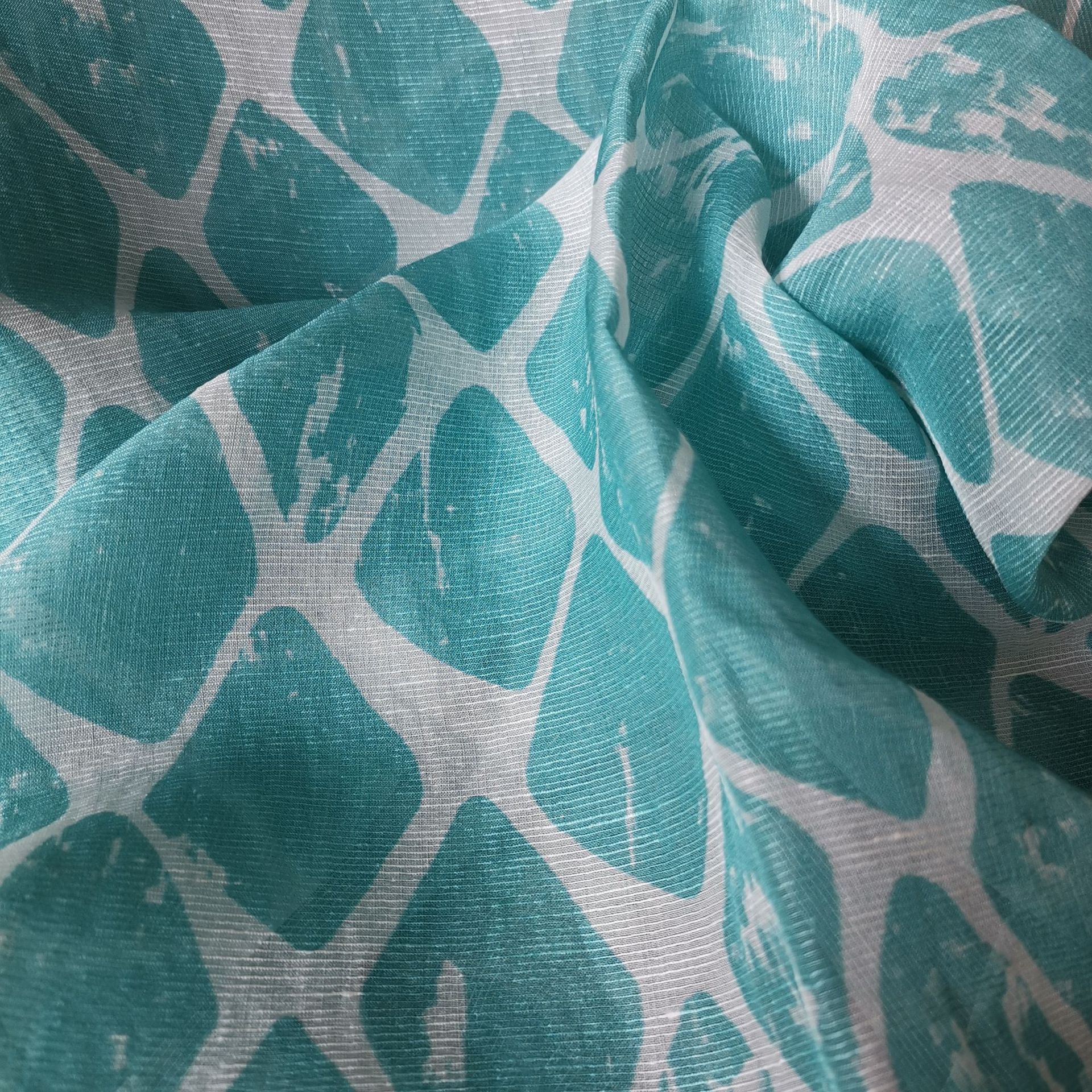 2020春夏新款丝麻交织几何印花没肌理现货女装现货面料