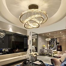 現代簡約客廳吊燈三頭圓環創意個性led水晶燈復式樓大吊燈樓梯燈