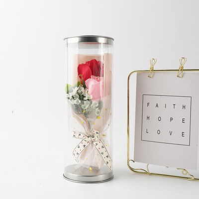 Christmas gift pvc transparent Drum simulation Soap flower rose Carnation Floret