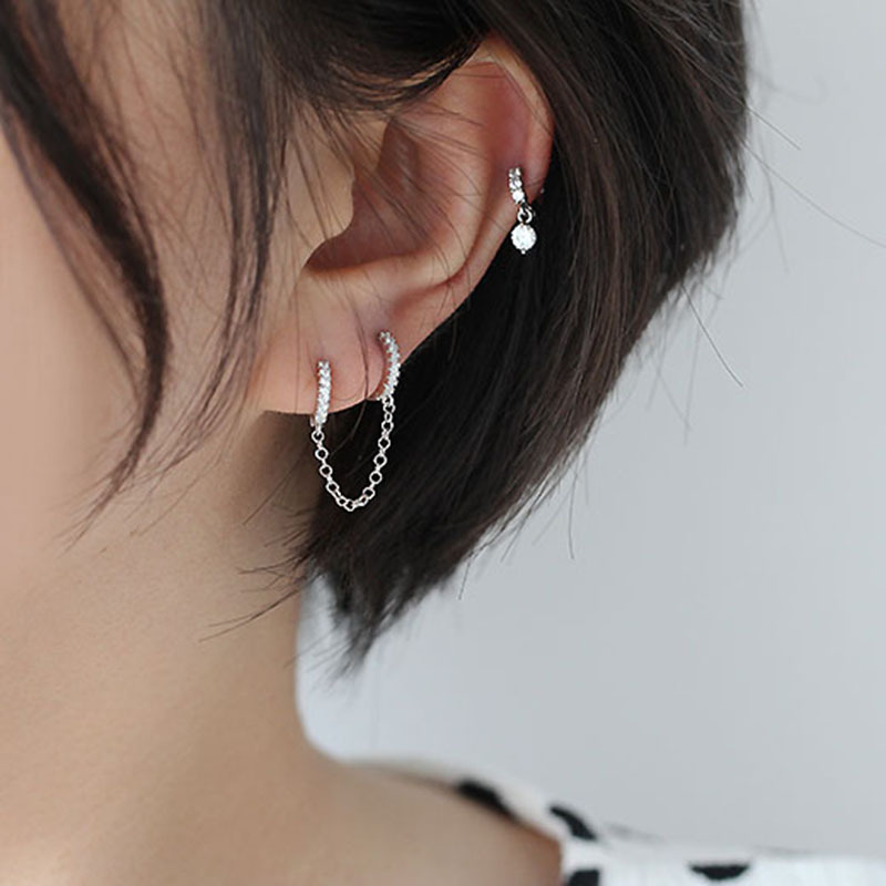 Fashion  Zircon Round Ear Buckle  Creative  Pierced Earrings display picture 2