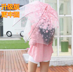 Красивый цветение вишни прозрачный дождь зонтик прямой шест зонтик ребенок сковорода зонт творческий тенденция мисс Логотип зонтика реклама зонтик
