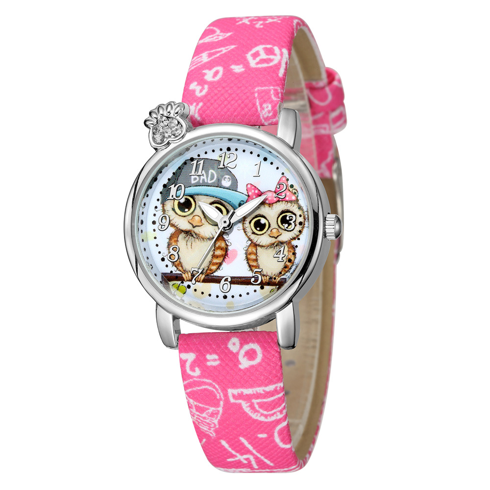 Cute and sweet style owl pattern belt watch diamond British hand watch wholesalepicture4