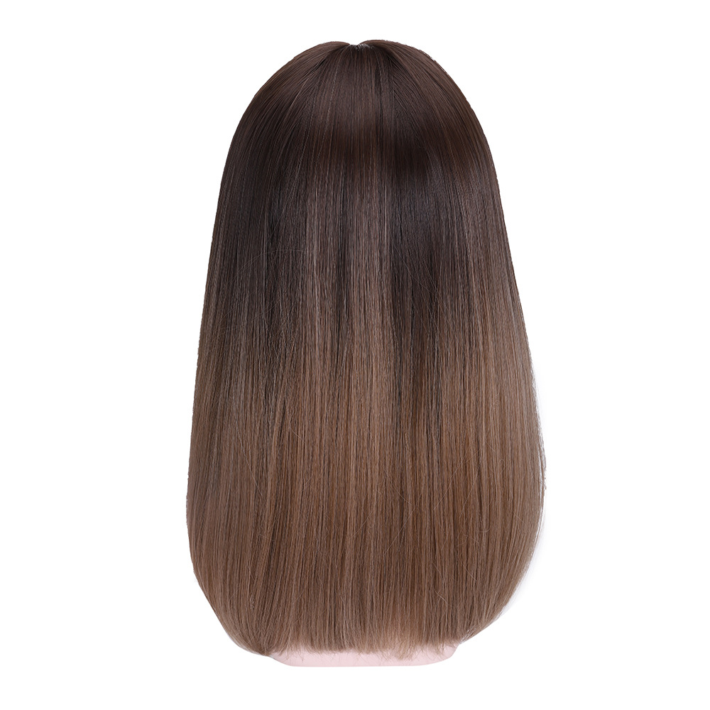 Perruque synthétique pour femmes, tête complète naturelle, longue et lisse, Air Bang, maille moelleuse, couverture de cheveux rouges_voghion.com