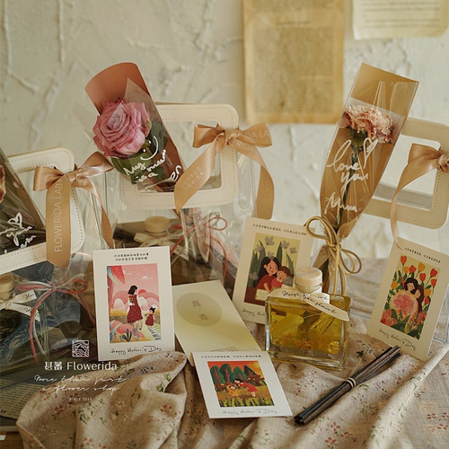 Transparent PVC baking tote bag transparent bag Women's Day dessert wedding candy bag flower bouquet gift bag souvenir