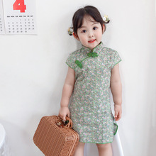 儿童旗袍夏女童短袖旗袍连衣裙纯棉中式中国风古装小女孩亲子裙子