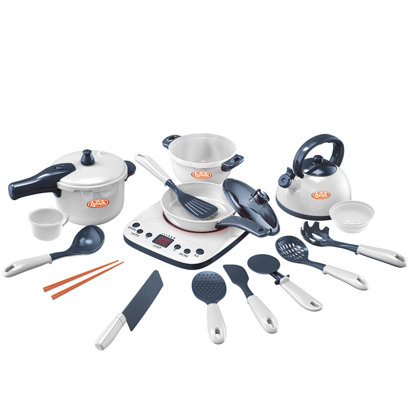 新款廚具仿真高壓鍋玩具發聲電磁爐過家家做飯玩具電水壺碗筷玩具