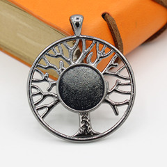 跨境熱賣生命樹合金配件14mm時光寶石合金底托 diy項鍊飾品配件