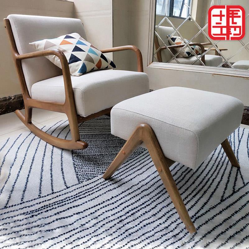 欧实木摇椅家用摇摇椅逍遥椅懒人沙发单人沙发椅午睡阳台休闲椅|ru