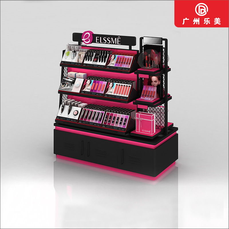 广州工厂直供热销新款化妆品展柜亚克力展示台双面岛柜彩妆立柜