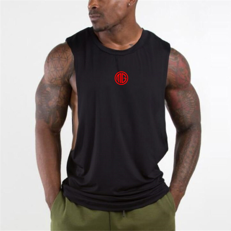 Summer hot men's gym large slit sleeveless loose muscle vest outdoor sports waistcoat cotton T-shirt Summer hot men's gym large slit sleeveless loose muscle vest outdoor sports waistcoat cotton T-shirt
