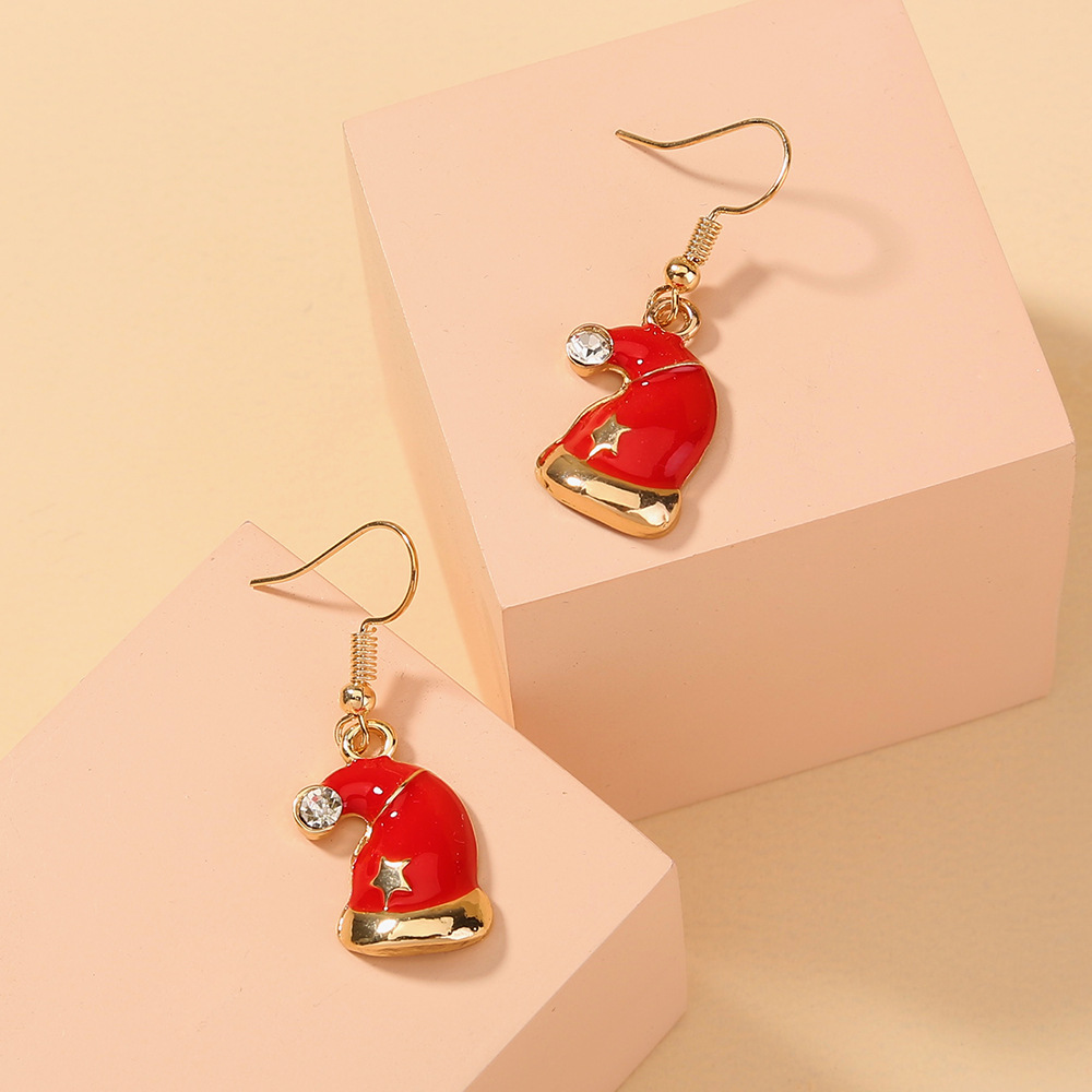 Cute Red Christmas Hat Earrings display picture 3