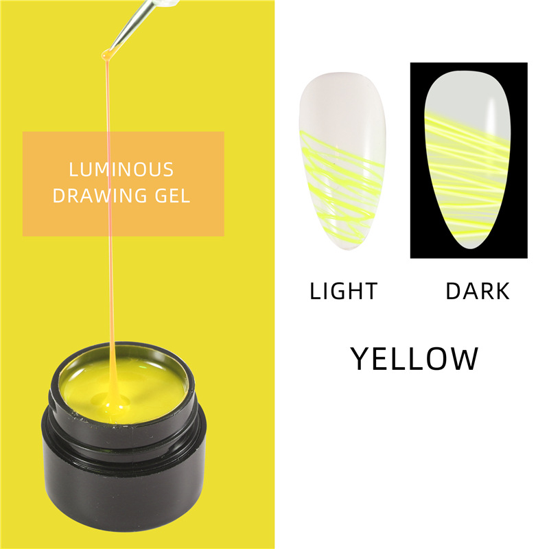 Pegamento de dibujo de alambre luminoso transfronterizo pintura de uñas pegamento de dibujo de alambre elástico luminoso 7ml fototerapia dibujo de alambre luminoso pegamento de araña
