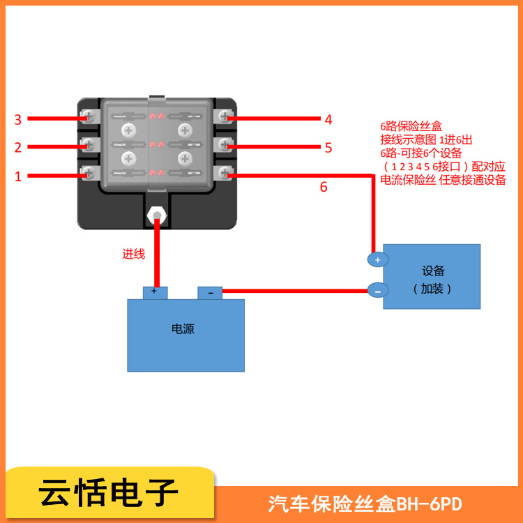 云恬汽车保险丝盒带LED灯多路保险丝座