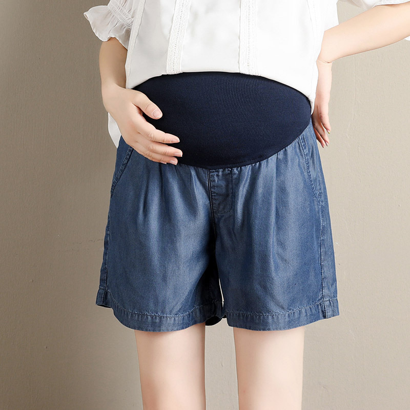 Pregnant women Tencel Denim shorts summer new fashion outerwear bottoming pregnant women's pants summer thin plus size