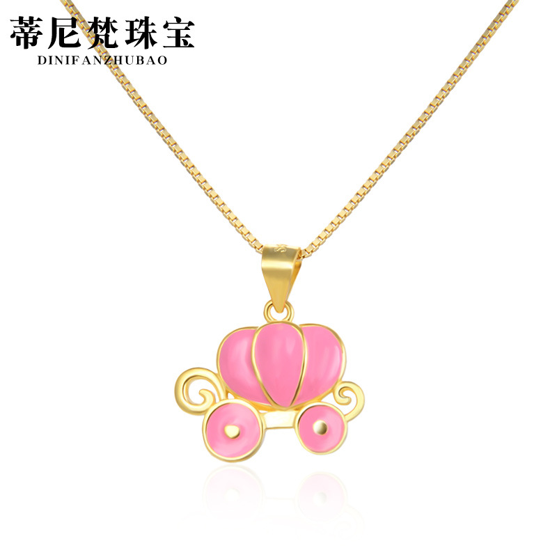 Creativo de aceite de goteo de calabaza colgante de coche S925 collar de plata esterlina hembra Amazon transfronteriza de Halloween estilo nicho Cadena de clavícula