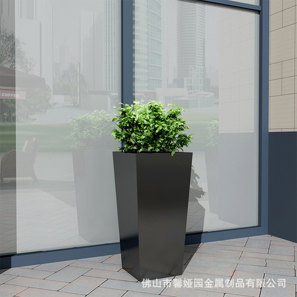 Square black flowerpot stainless steel